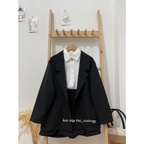 [Ảnh thật/video] Set vest dài tay kèm chân váy 3 cánh lượn sóng/ đồ công sở nhiều màu/ blazer