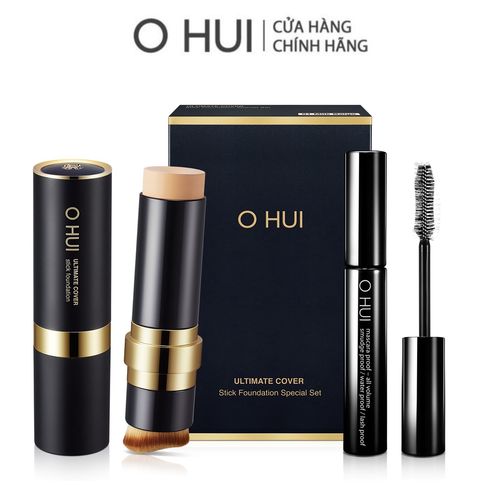 Bộ Kem nền siêu che phủ và Mascara OHui Cover Stick Foundation Set