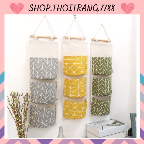 (7 Mẫu) Túi Vải Treo Tường 3 Ngăn Đa Năng, Đựng Đồ Cá Nhân Tiện Dụng 2355