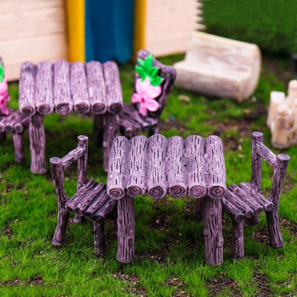 Bộ Bàn Ghế Và Hồ Cá Mini Bằng Nhựa Resin Trang Trí Nhà Búp Bê