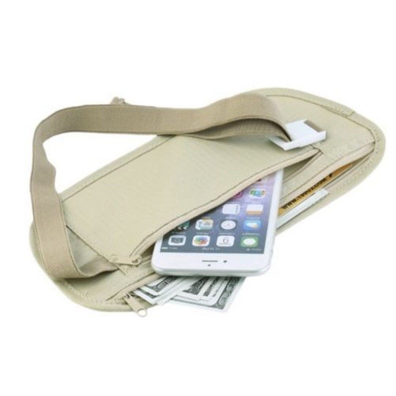 ☛☏❤New Travel Waist Pouch for Passport Money Belt Bag Hidden Security Wallet Black Khaki