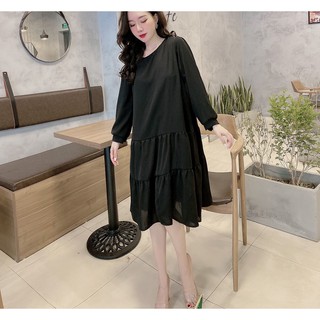 Váy suông trơn dài tây 2 tầng bèo chất đũi