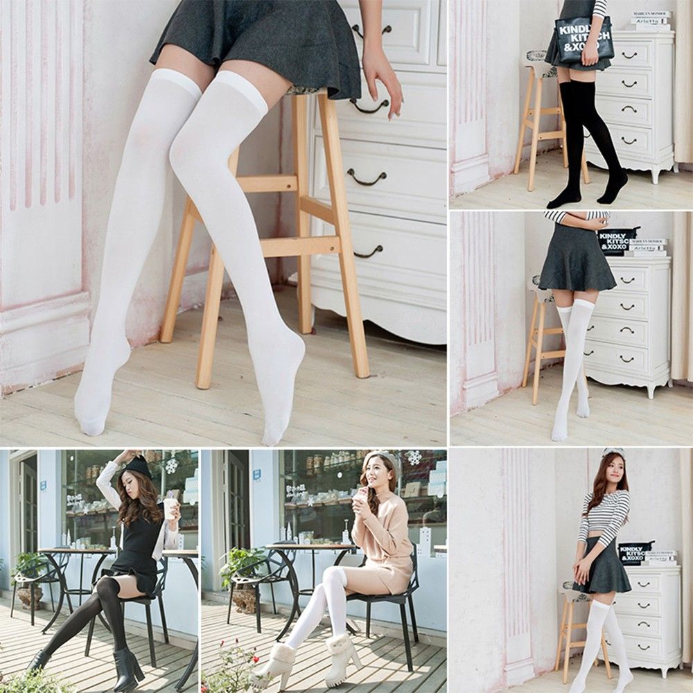 1 đôi vớ cotton dài qua gối ôm sát thiết kế thời trang quyến rũ cho nữ