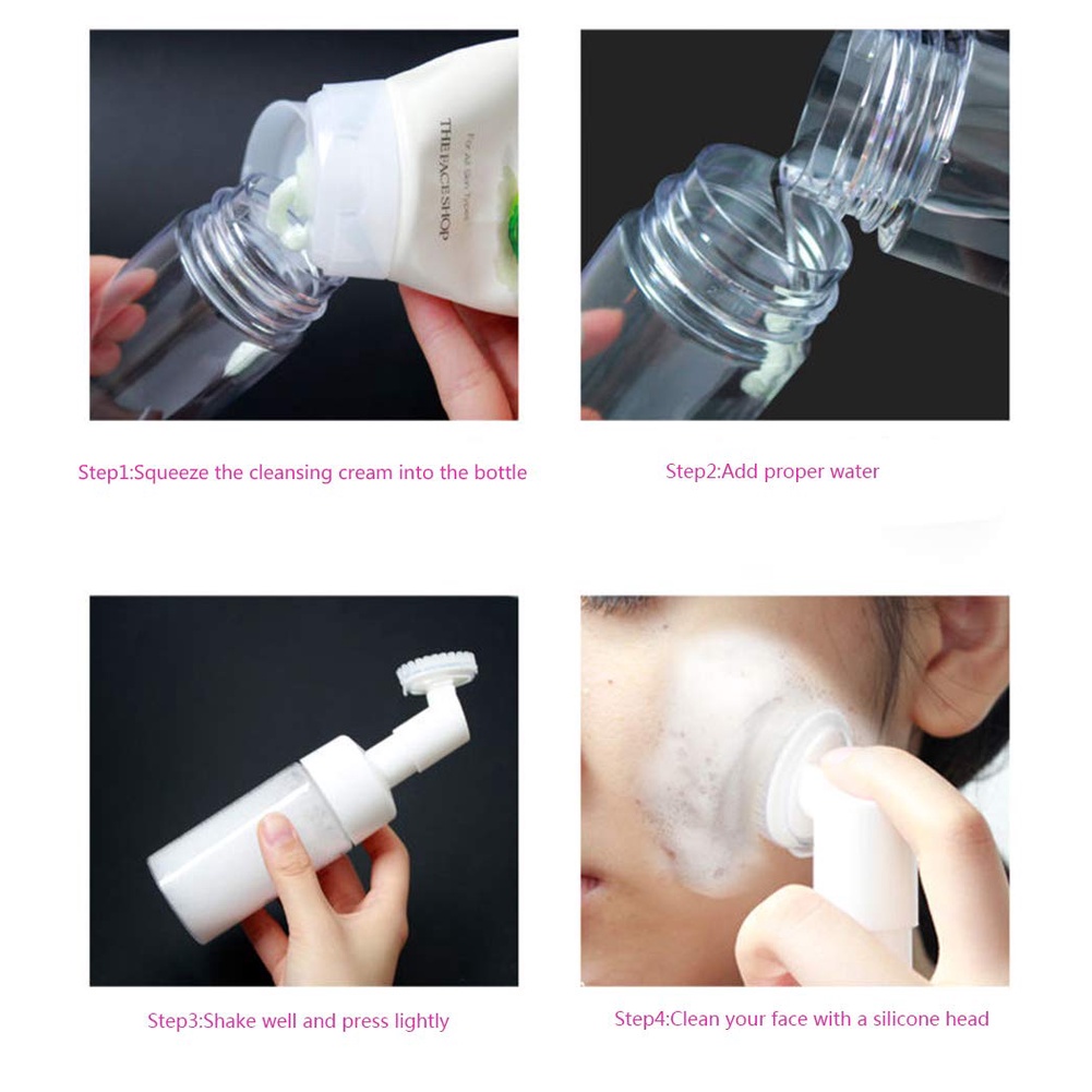 Bình đựng sữa rửa mặt 4 kích thước kèm cọ rửa mặt tiện dụng