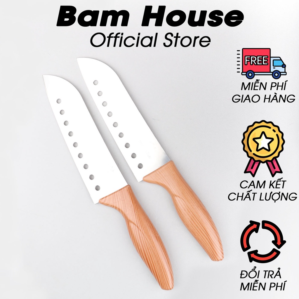 Dao bếp gọt trái cây và cắt thịt có lỗ loại lớn inox Bam House cao cấp DLL02 – Gia dụng bếp