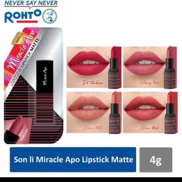 Son Siêu Lì Miracle Apo Lipstick Matte 4g