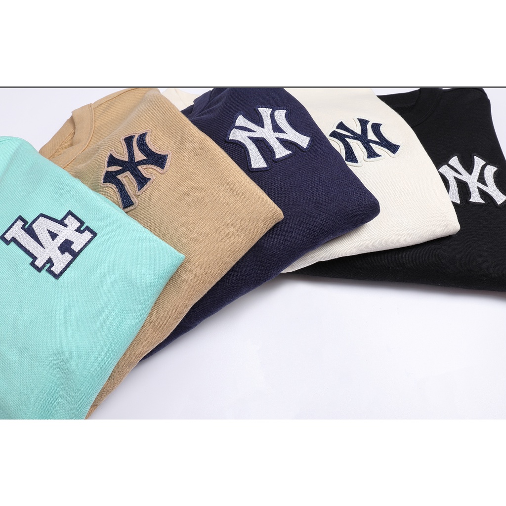 Hàng Spot! Áo Sweater Tay Dài Thêu Logo MLB Thời Trang Cho Nam Và Nữ