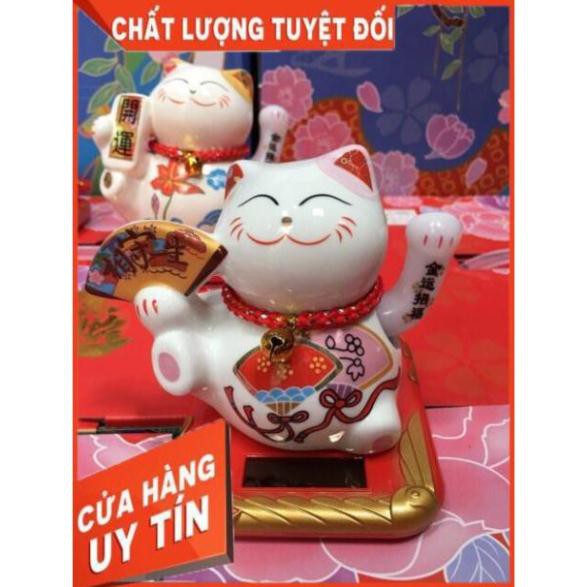 Giá hủy diệt -  Mèo thần tài vẫy tay bằng sứ cao 10cm chạy năng lượng