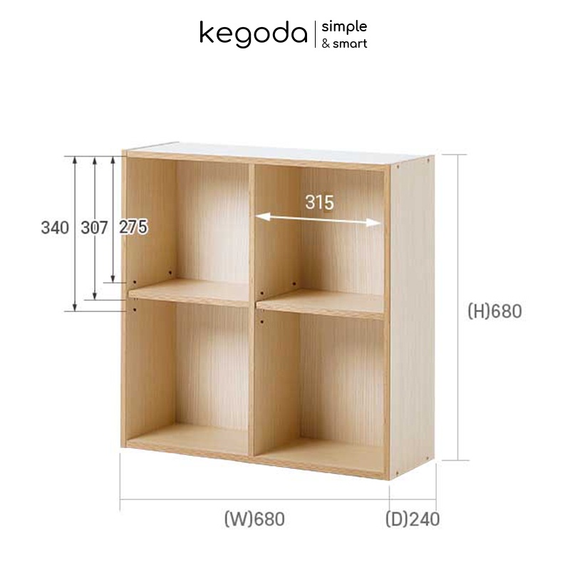 Tủ Sách 2 Tầng 4 Ngăn Thương Hiệu KEGODA Có Hậu Thiết Kế Dạng Đợt Di Động Dễ Dàng Điều Chỉnh