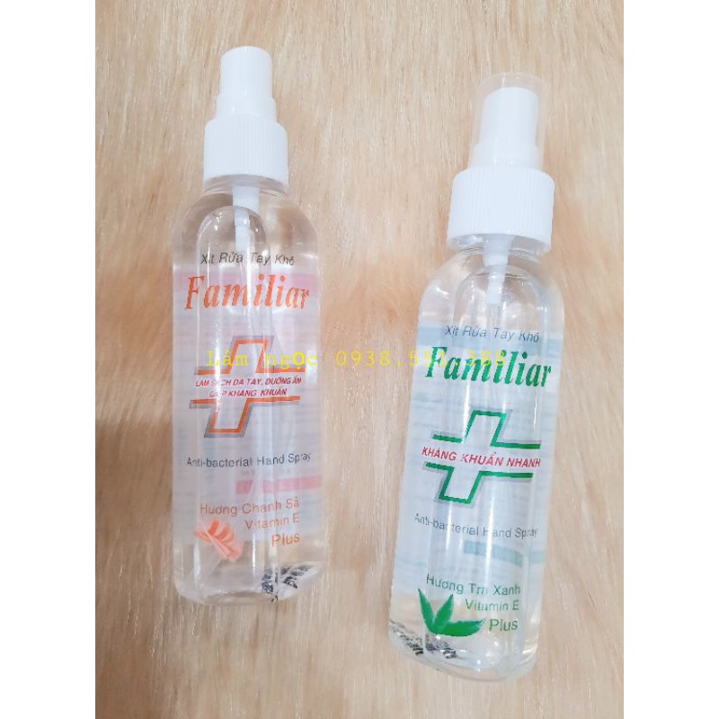 Xịt rửa tay khô Sát Khuẩn Familiar 100ml FREESHIP khử  mùi, làm sạch chất bẩn, mùi thơm mát [HÀNG CHUẨN CÔNG TY] ♥️