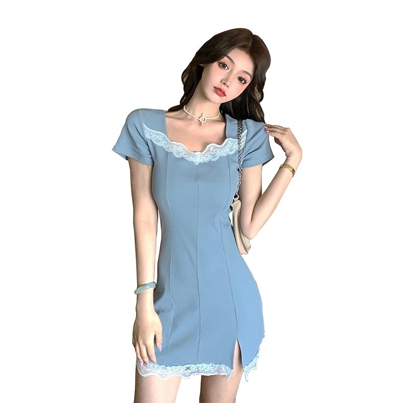 Đầm ngắn PERTY dáng ôm phối ren gợi cảm thời trang mùa hè hàng mới dành cho bạn nữ
