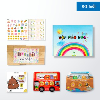 Hộp Háo Hức Phương tiện giao thông, 0-3 tuổi, Combo 3 cuốn sách bìa cứng, tương tác set trò chơi HÌNH KHỐI VUI NHỘN T920