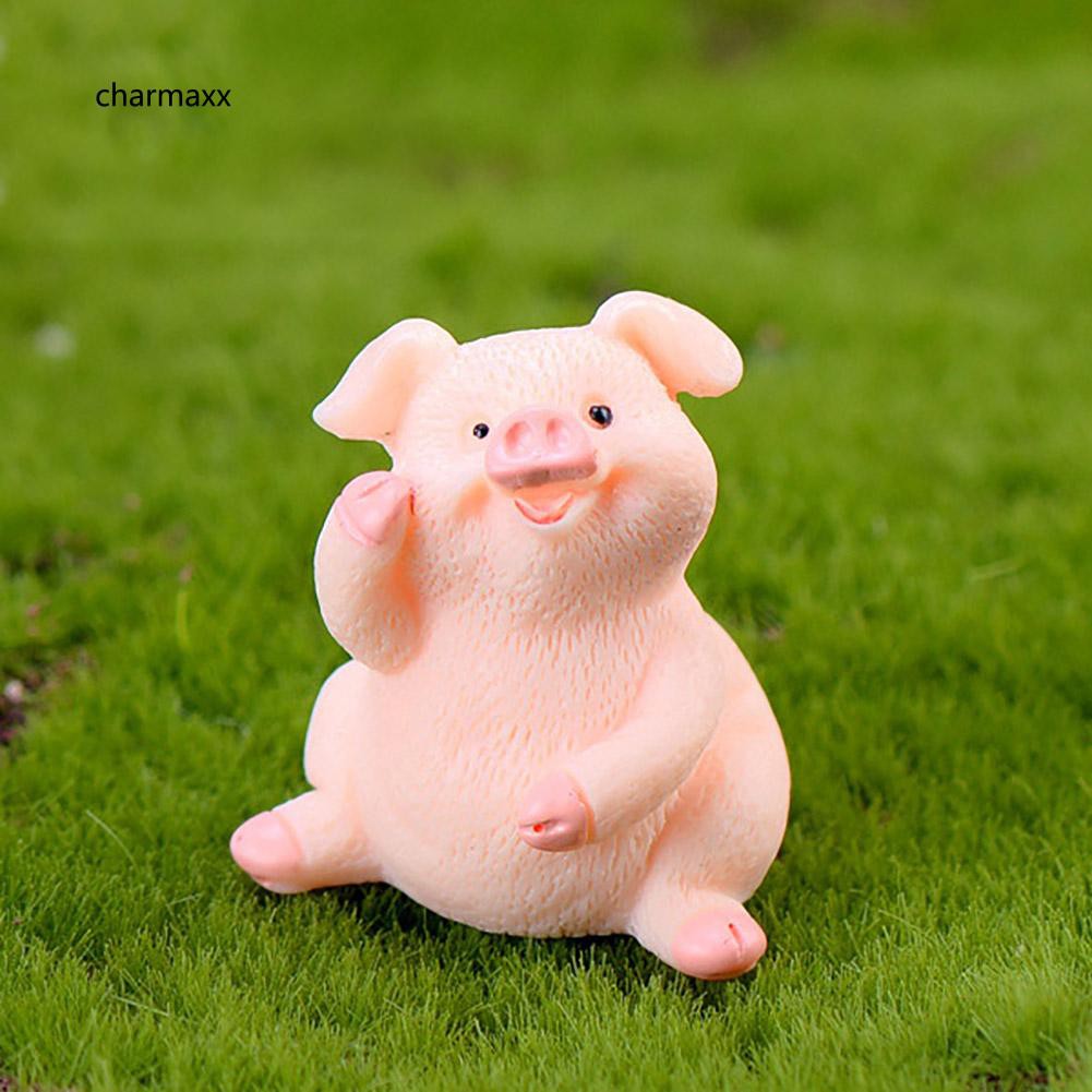 Mô hình heo mini dễ thương bằng resin dùng trang trí tiểu cảnh/nội thất