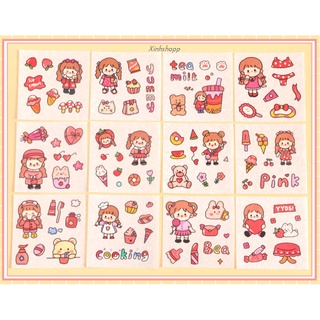 Set 12 Tấm Hình Dán Sticker Bé Gái
