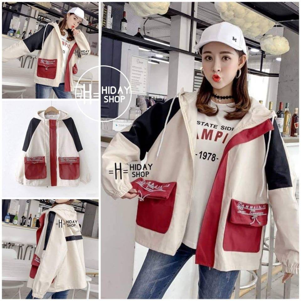 Áo khoác KAKI PHỐI nam nữ có nón form rộng chống nắng  ❤️ ULZZANG đi học VIVU123STORE KAK011