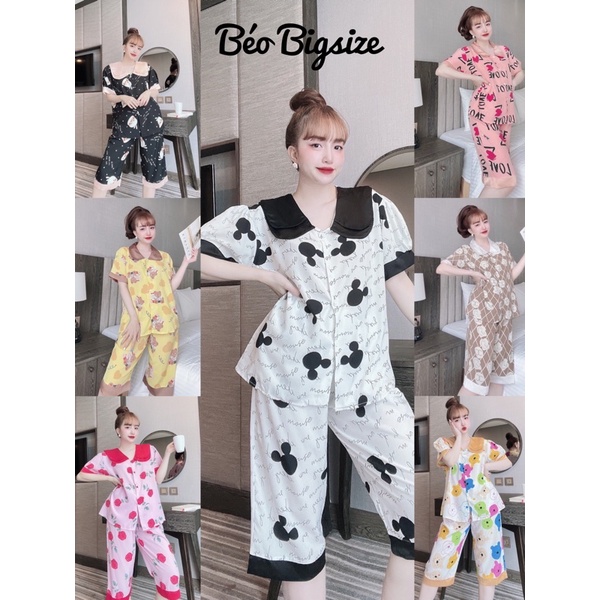 Đồ Bộ Lửng Pyjama Bigsize -Béo Bigsize 55-95kg Pyjama Bigsize Cao Cấp Mặc Nhà Đẹp,Chất Lụa Nhật mát xịn