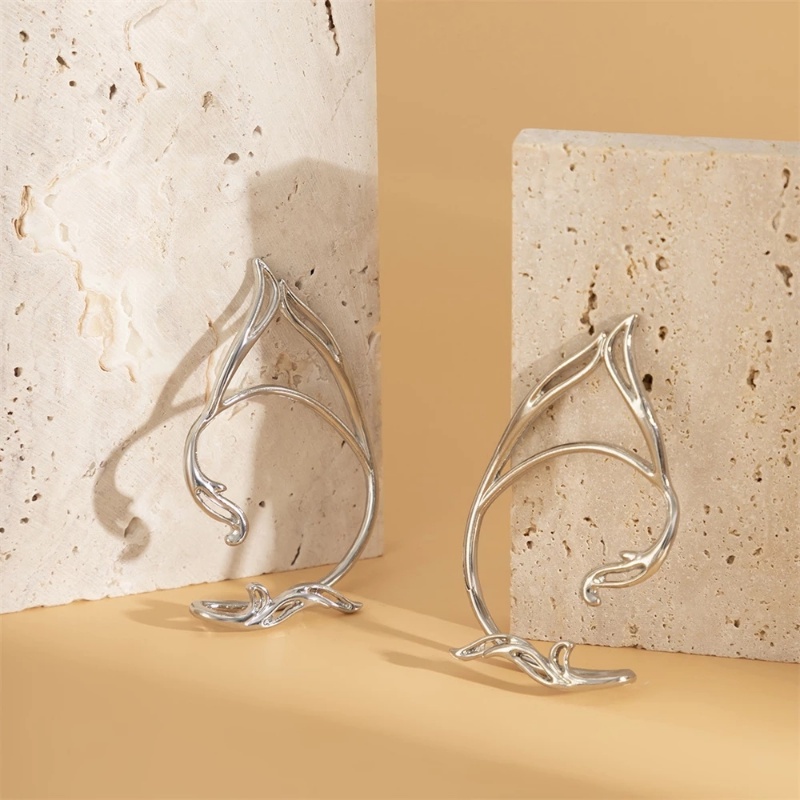 Khuyên Kẹp Tai / Khuyên Kẹp Tai Hình Tai Mèo Rỗng Màu Vàng / Bạc Cho Nữ