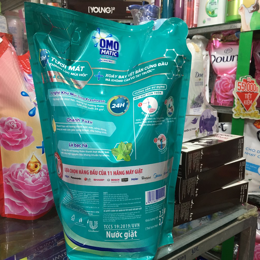 Nước giặt OMO Matic khử mùi 24h tươi mát 2.3kg (cửa trên)