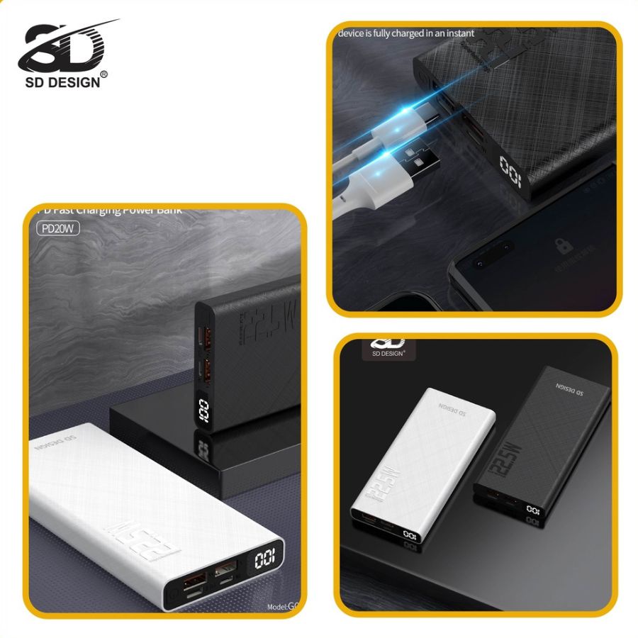 Sạc dự phòng 20000mAh sạc nhanh 22,5W chính hãng SD G09 chuẩn PD QC 3.0 VOOC