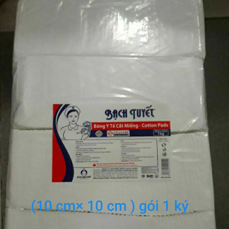 Bông  cắt  y tế Bạch Tuyết (10cm ×10 cm) gói 1 kg