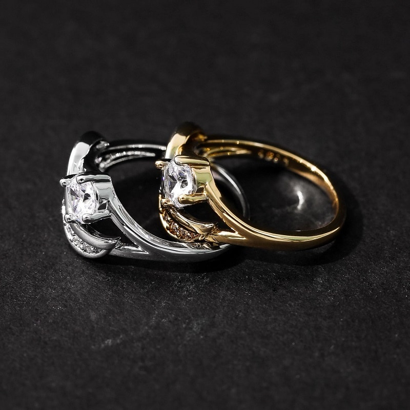 Nhẫn đính đá zircon hình cánh thiên thần sang trọng cho nữ
