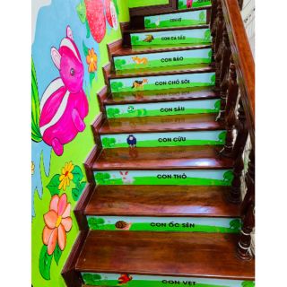 Decal dán cầu thang chủ đề con vật