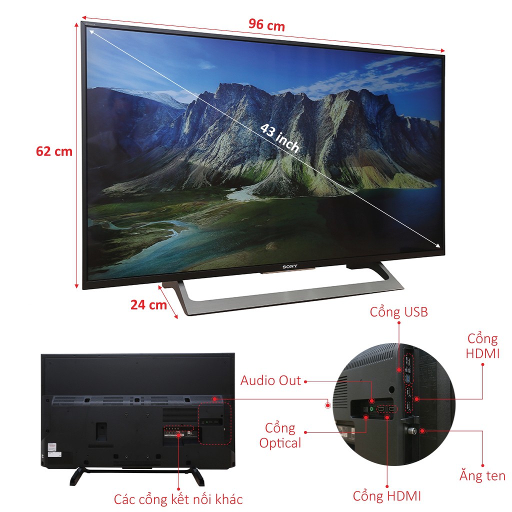 SMART TIVI 4K SONY 43 INCH KD-43X8000E VN3