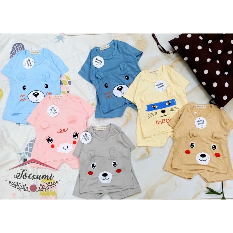 Set bộ thun Cotton hình thú cưng ngộ nghĩnh cho bé - Tocxumi