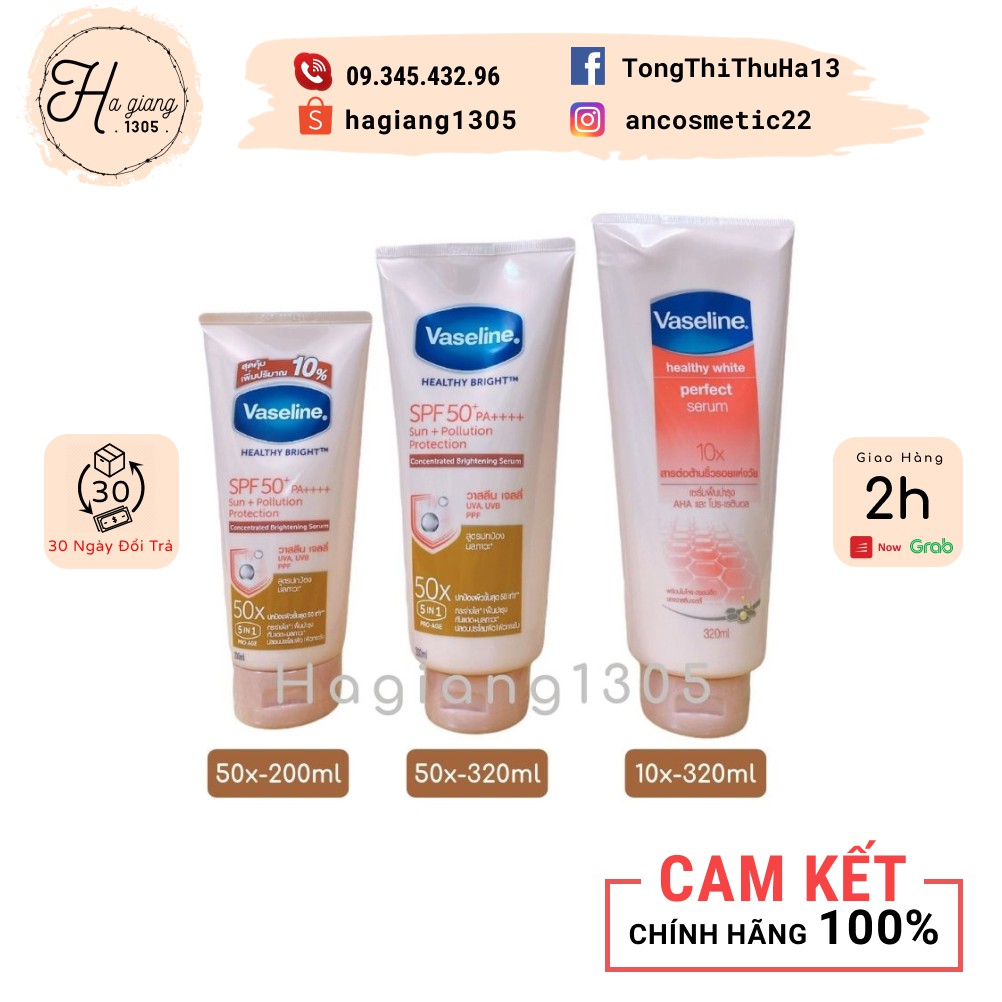 Sữa dưỡng thể Vaseline 50X Healthy Bright Perfect SPF 50++ Dưỡng trắng 5 in 1