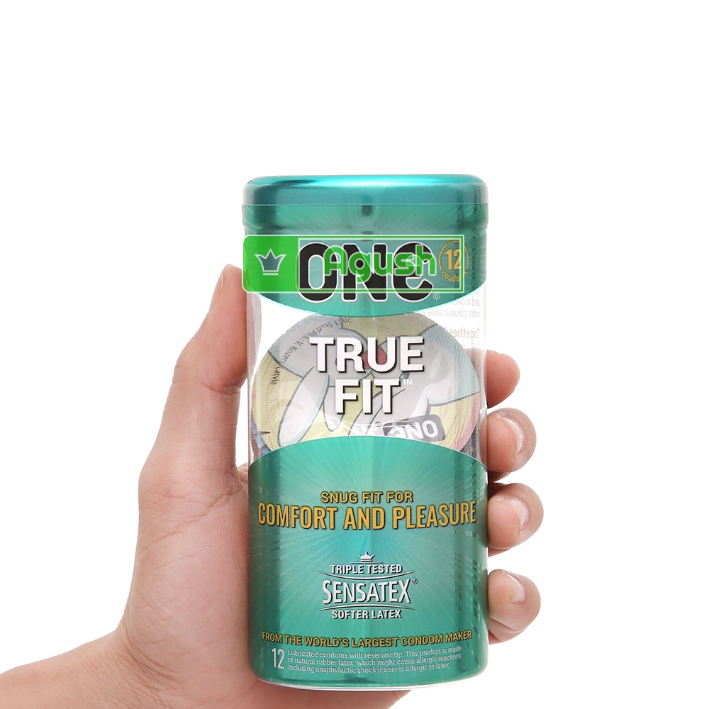 Bao cao su size nhỏ 49mm gia đình chính hãng ONE CONDOMS TRUE FIT hộp lớn 12 cái ôm sát mùi thơm che tên sản phẩm giá rẻ