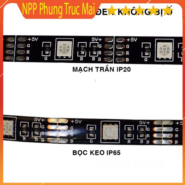 Đèn led Tiktok đổi màu RGB dùng App 5m cảm biến nhạc trang trí IP65 bọc keo silicone