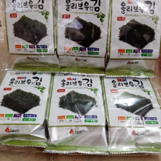 1 Lốc 3 gói Rong Biển Hàn Quốc Vị Olive- Rong Biển Nướng Ăn Liền