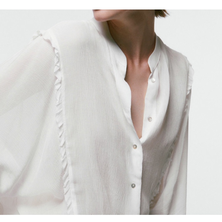 Zara Áo Sơ Mi Tay Dài Cổ Tròn Dáng Rộng Thời Trang Mùa Hè 22 Kiểu5117809