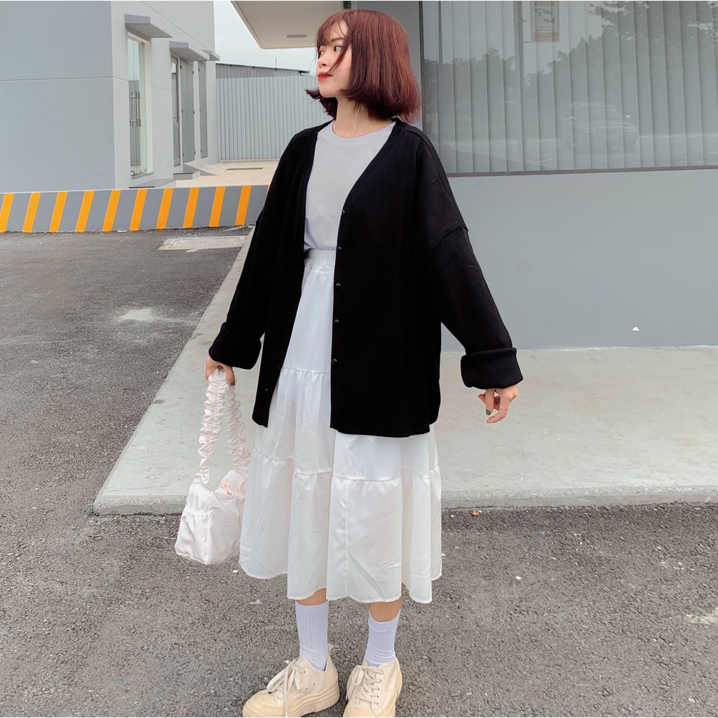 Áo Khoác Nỉ Cardigan Hàn Trơn Form Rộng Ulzzang (Ảnh thật)