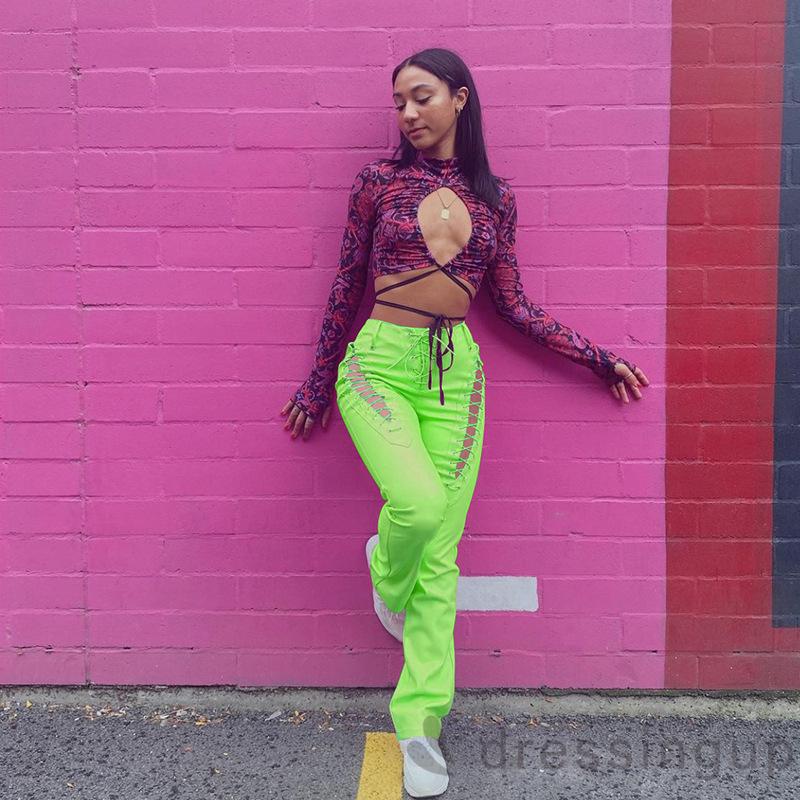 Quần da lưng cao dáng ôm màu trơn thời trang sành điệu cho nữ