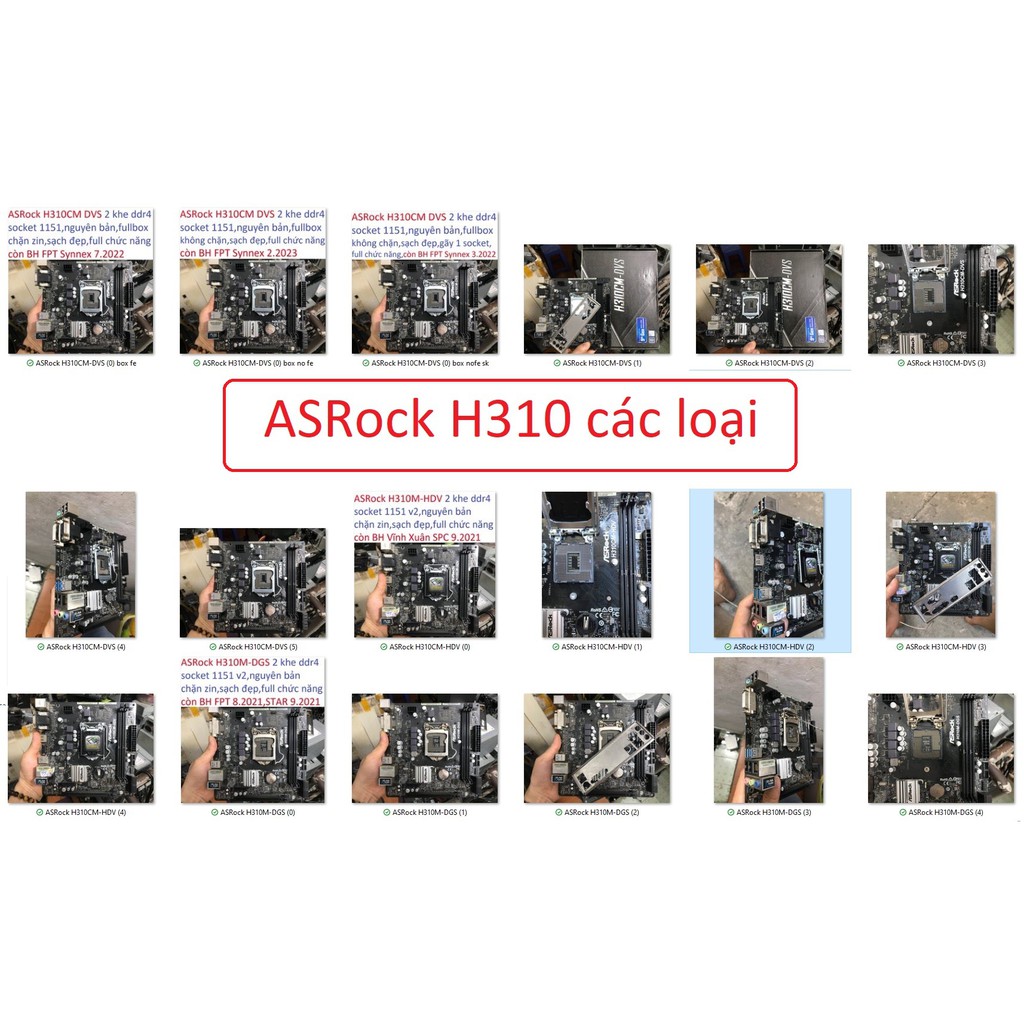 bo mạch chủ máy tính ASRock H310m H310CM DVS HDV DGS 2 khe ram ddr4 socket 1151 v2 mainboard Main PC H310,cpu e5300