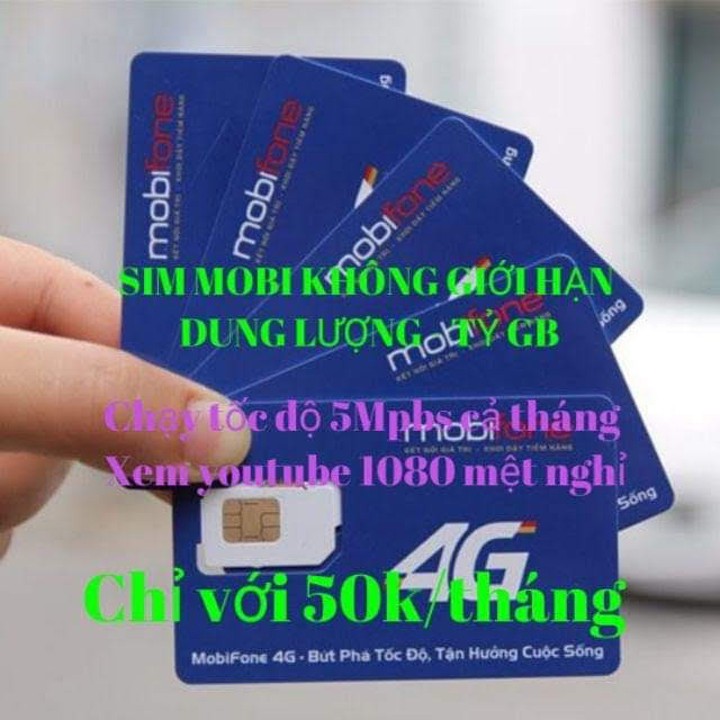 Sim KHÔNG GIỚI HẠN DATA Mobifone DIP50 50k/Tháng - MIỄN PHÍ THÁNG ĐẦU