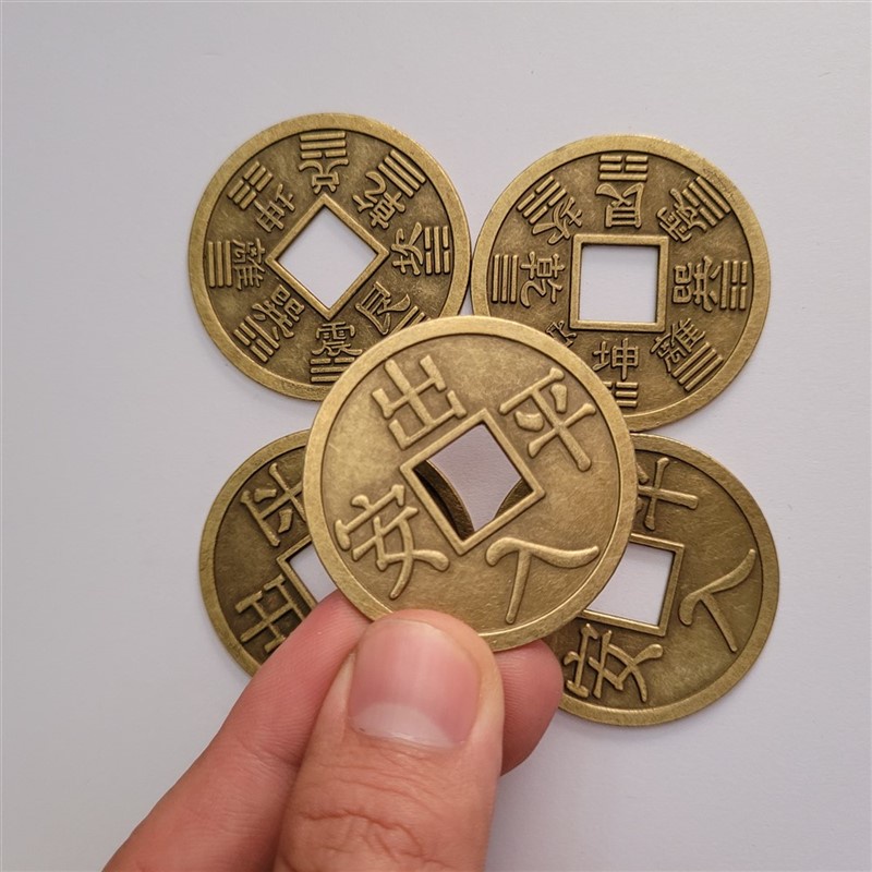Combo 5 đồng tiền xu phong thủy size 25mm 40mm 60mm bằng đồng