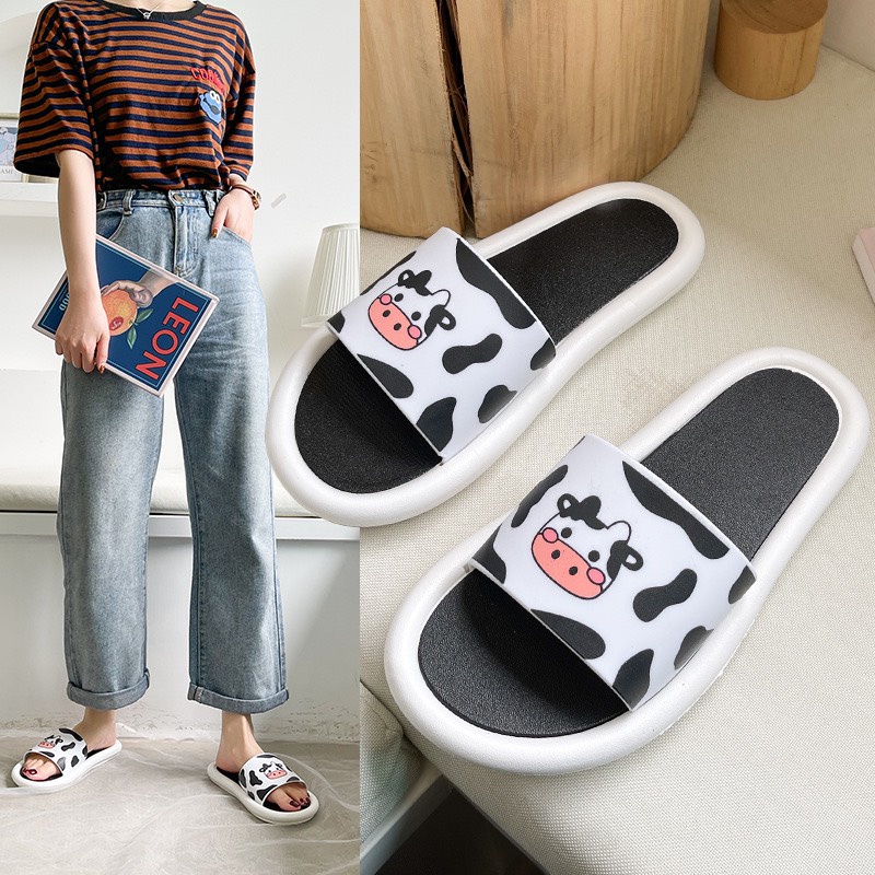 Dép đi trong nhà hình bò sữa đế tròn dễ thương