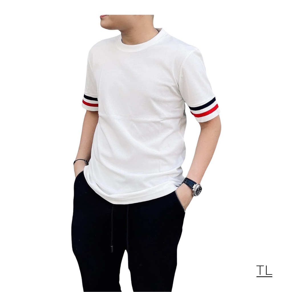 Áo phông nam THOM vạch ống, áo thun nam nữ có đủ size 45-73kg, t-shirt phông chất vải cotton thoáng mát chất co giãn nhẹ