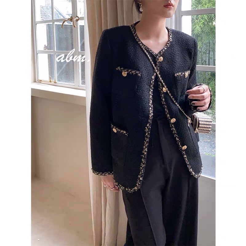 (Sẵn) Áo khoác dạ Tweed Chanel loại 1 hàng quảng châu xịn, kèm ảnh thật cuối