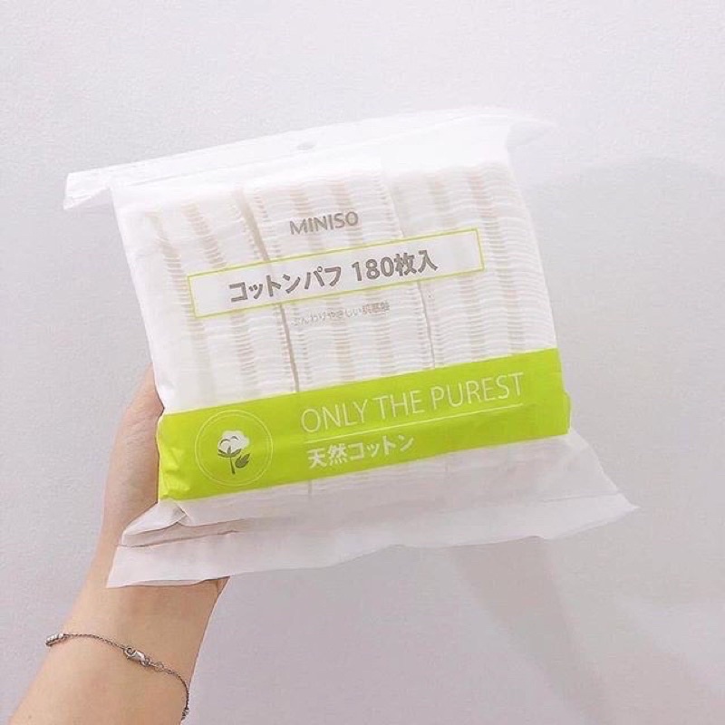 Bông tẩy trang Miniso Nhật Bản gói 180 miếng