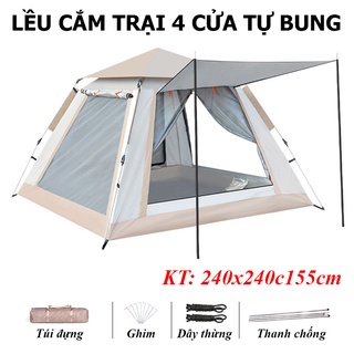 Lều Cắm Trại Du Lịch Dã Ngoại, Lều Phượt Tự Bung 4 đến 6 người Chống Thấm Nước Chống Muỗi Gấp Gọn Tiện Lợi
