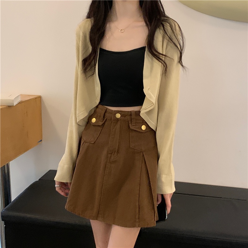 Áo cardigan SUXI dệt kim tay dài màu trơn chống nắng thời trang mùa hè cho nữ | BigBuy360 - bigbuy360.vn