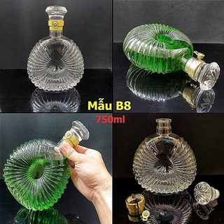 Chai Đựng Rượu Thủy Tinh 750ml mẫu xo đế vương - Chai Thủy Tinh Đựng Rượu - Bình Đựng Ruou #chaidungruouthuytinh
