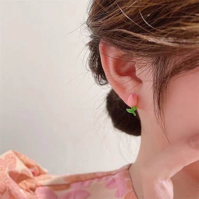Khuyên Tai Kim Bạc Hình Hoa Phong Cách Hàn Quốc Dễ Thương