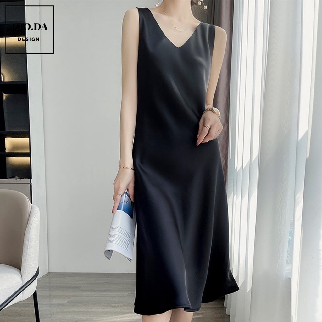 [LỤA XỊN] Váy Lụa 2 Dây - Bản Đai To - Cổ Tim | BigBuy360 - bigbuy360.vn