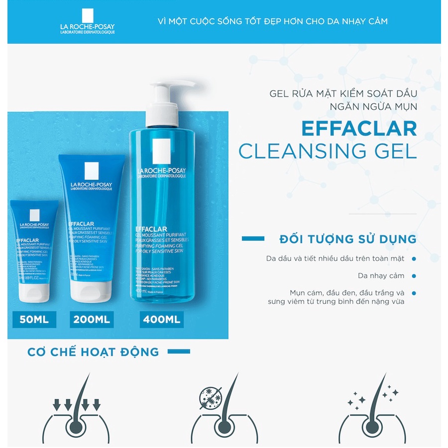 Gel Rửa Mặt La Roche Posay Cho Da Dầu & Nhạy Cảm Effaclar Gel Facial Wash