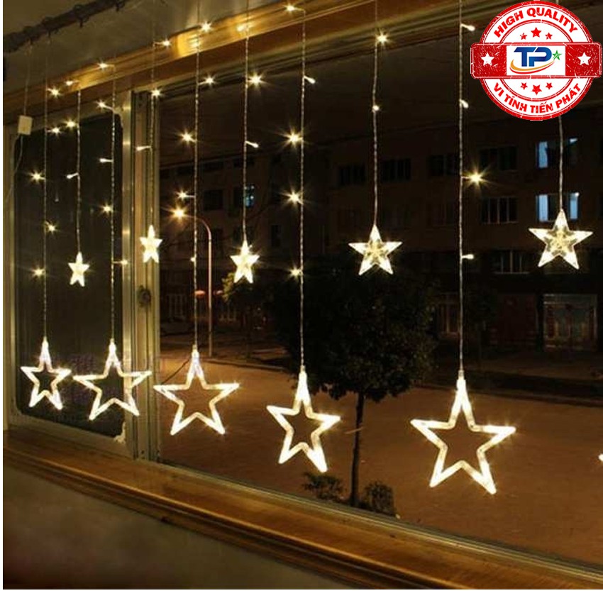 Dây đèn Led thả Màn thả mành 10 / 12 Ngôi Sao nhấp nháy trang trí Gia Đình, Quán, Noel, ... Chúc Mừng Năm Mới tết 2023