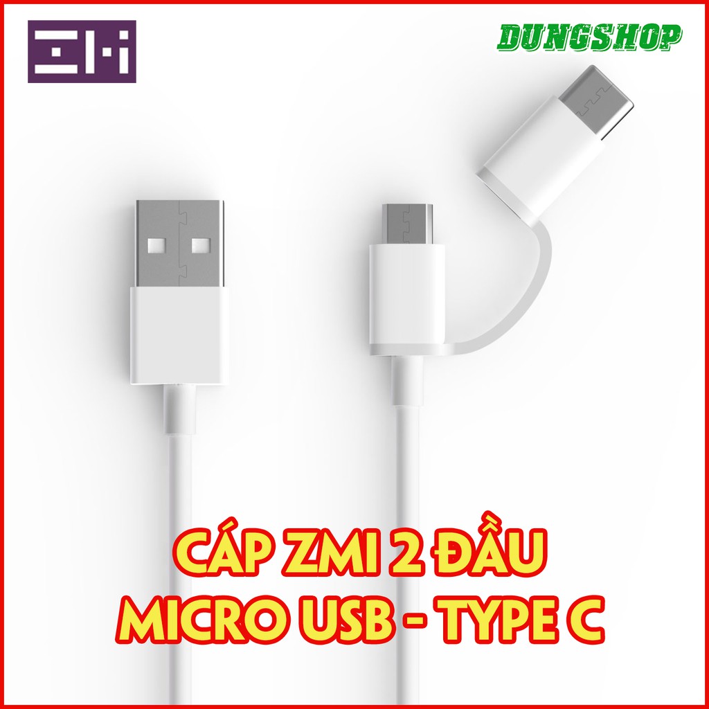 Cáp Zmi 2 đầu Micro USB- Type C ( Dài 1m &amp; 30cm )